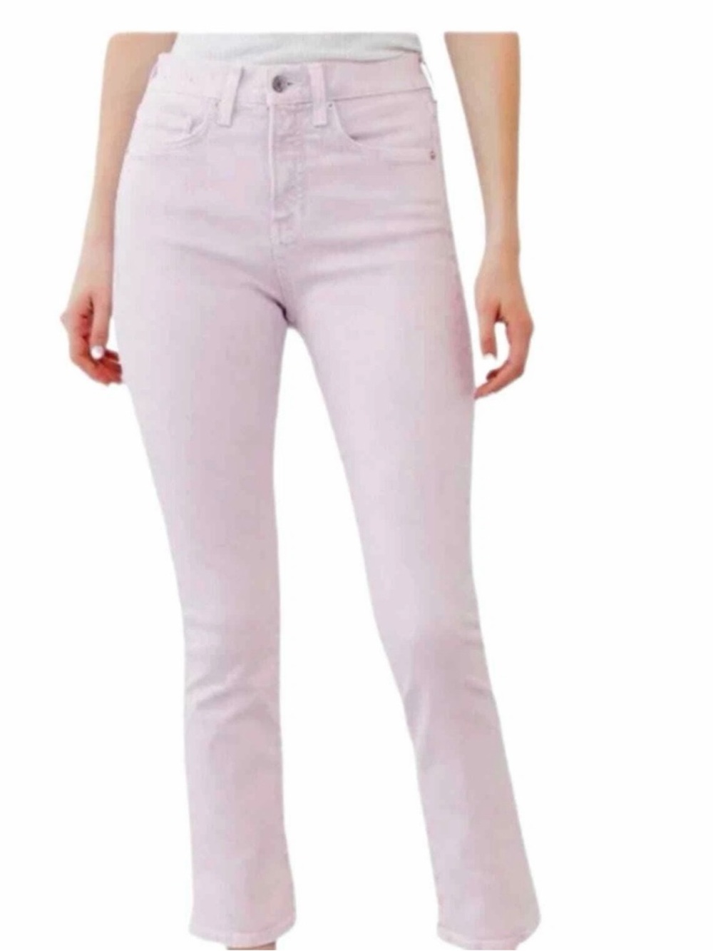 Veronica Beard High-Rise Pastel Lavender/Pink Slim Kick Flare Jeans